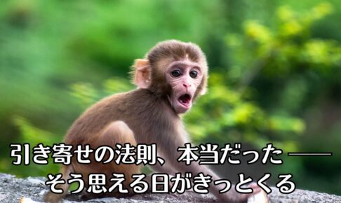 子ザルが大きな口を開けて、びっくりしている